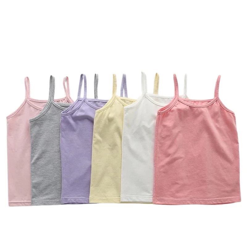 2024 Kids Girls String Strappy Tops Sleeveless Vest Children cami Camisole Spaghetti Strap Tank Tops Sleeveless T-shirt Cotton