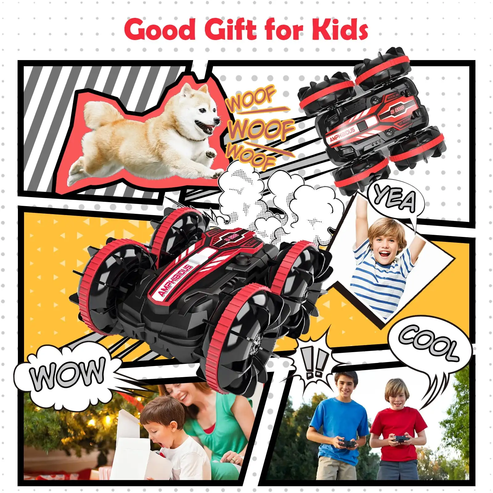 ألعاب للأولاد من سن 5 إلى 12 سنة، سيارة RC برمائية للأطفال، قارب تحكم عن بعد، هدايا مقاومة للماء، لعبة حمام السباحة #2