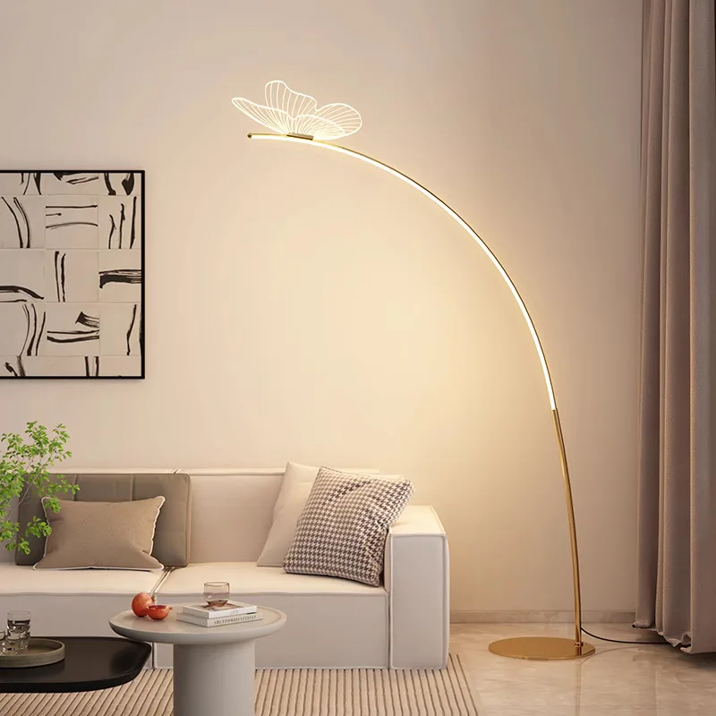 

Butterfly C Shape Led Floor Lamps for Living Room By Sofa Premium Feeling Standing Lamp Bedroom Ambiance Light Bedside Lights