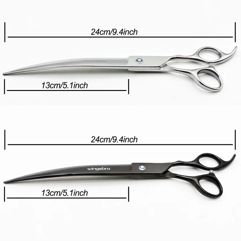Wingsbro 9 Zoll Professionelle Tierpflegeschere, Tierhaarschere für Hunde, Gebogene Hundepflegeschere – Detail 2