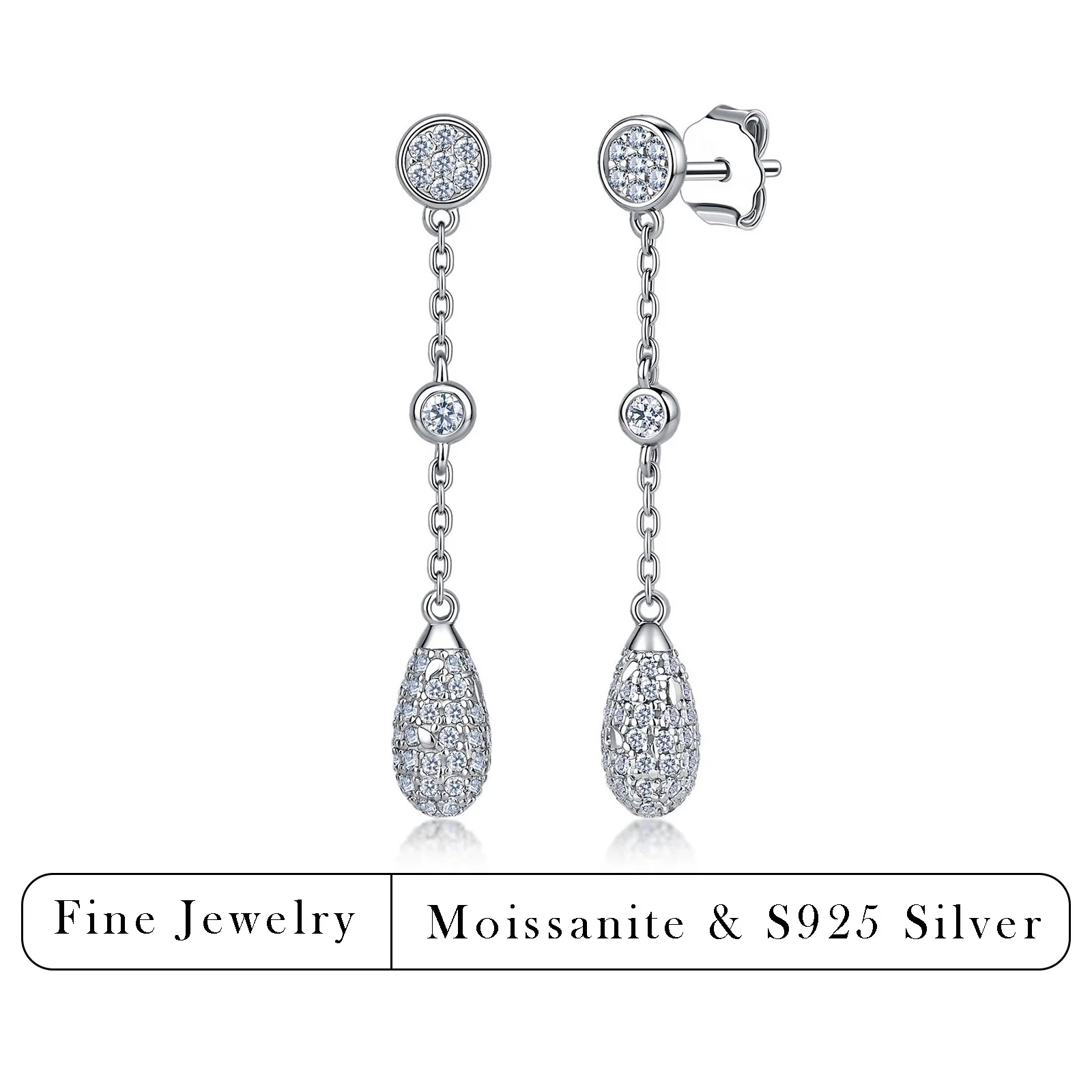 

0.8CTW GRA Certified Moissanite Teardrop Drop Earrings 925 Sterling Silver Sparkling Tassel Earrings Luxury Fine Jewelry for Wom