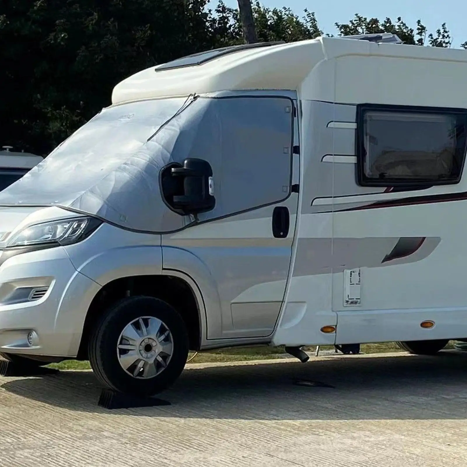 RV Front Window Cover Foldable Waterproof Protector Shield UV Protection RV Window Covers For Ice Snow Winter Frost Exterior