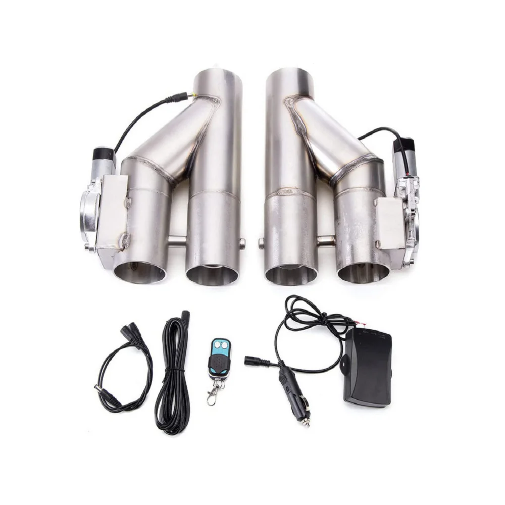 

3.0"/2.5" Stainless Steel Header Y Tube Electric Exhaust Cut-Off Double Valve With Remote Cut Off Pipe Kit Car Accessories