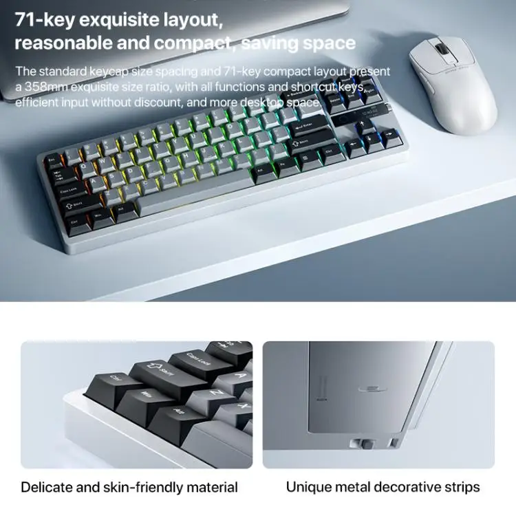 Newest Mechanical Keyboard MK71 Pro Wired / 2.4G / Triple Mode Gaming Keyboard Ultra-Portable Usb Keyboard Set