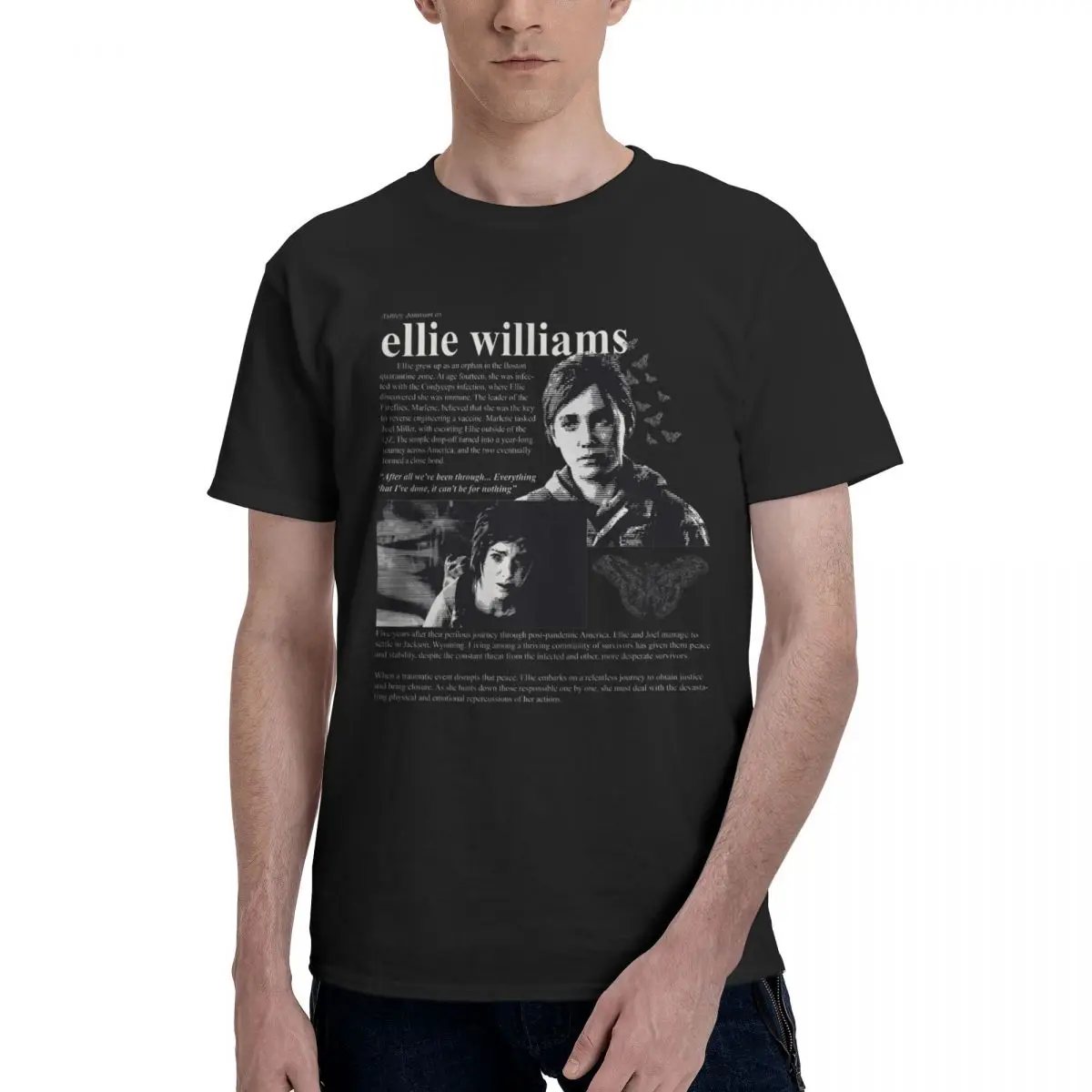 Ellie Williams T-Shirt for Men The Last of Us Awesome Pure Cotton Tee Shirt Crewneck Short Sleeve T Shirt Original Clothing