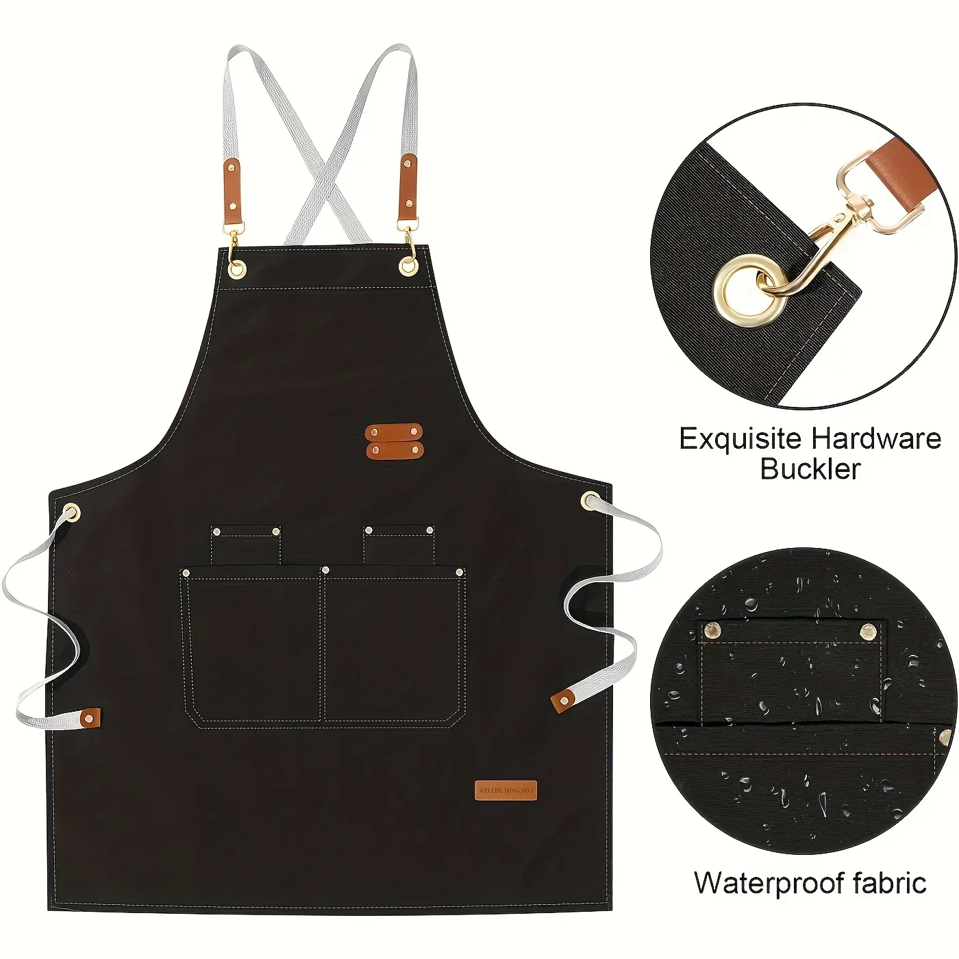 Adjustable Canvas Kitchen Apron With Large Pockets For Cooking And Baking - Perfect Chef Bib Apron For Home And Professional Use