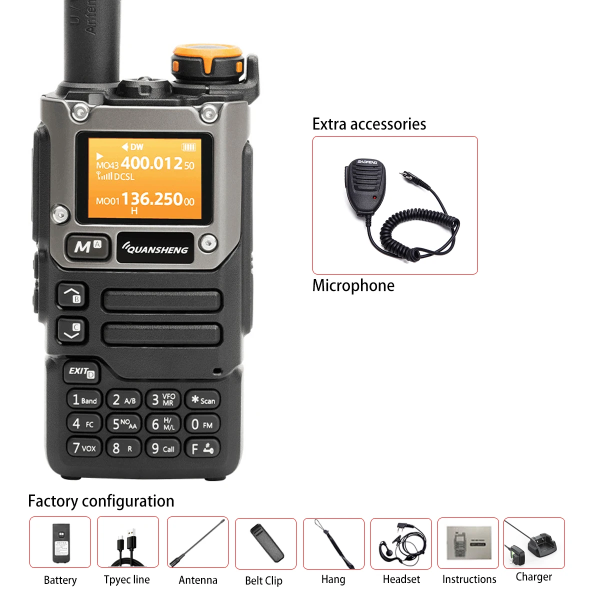 Quansheng UV-K5 Walkie Talkie 5W Air Band Radio Tyep C Charge UHF VHF DTMF FM Scrambler NOAA Draadloze Frequentie Tweeweg CB Radio - afbeelding 1