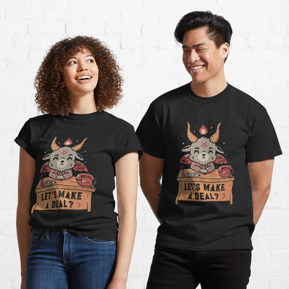 Let’s Make A Deal Funny Cute Evil Baphomet Classic T-Shirt For Men Clothing Women Short Sleeve Tees New Arrivals Unisex Summer