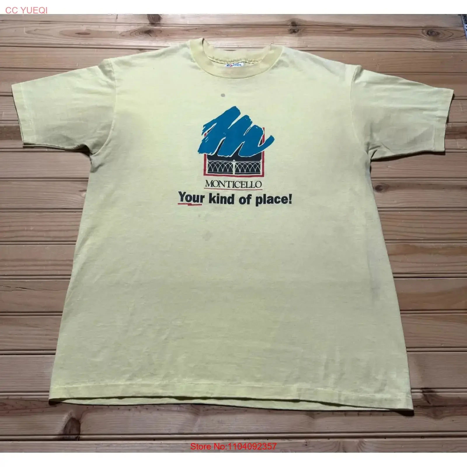 Camiseta vintage dos anos 80 Monticello Your Kind Of Place, lembrança turística, promoção, EUA, XL, vintage, lavada, casual, versátil