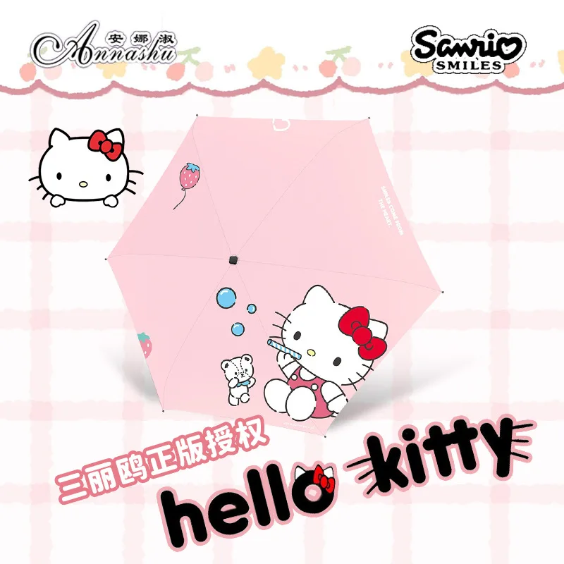 Kawaii Sanrio Hello Kitty Umbrella Cartoon Foldable Sunny and Rainy Dual-use High-value Anti-ultraviolet Sun Umbrella Cute Gift