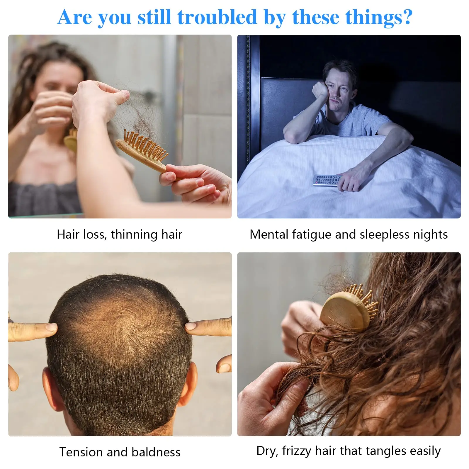 مشط تدليك نمو الشعر 650 نانومتر 470 نانومتر LED تدليك الضوء الأحمر للعناية بالشعر والجليدات تفعيل فرشاة العناية بالشعر مكافحة فقدان