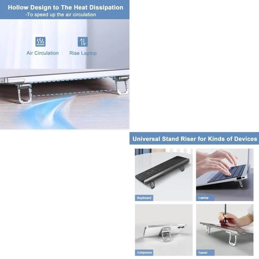 

900F 2Pcs Adjustable Laptop Stand for Desk Ergonomic Foldable Portable Risers Holder