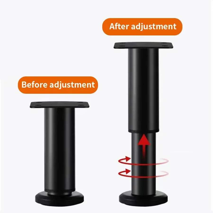 Adjustable Height Metal Furniture Support Legs Black Telescopic Table Legs for Bed Frame Sofa Couch Cabinet TV Cabinet