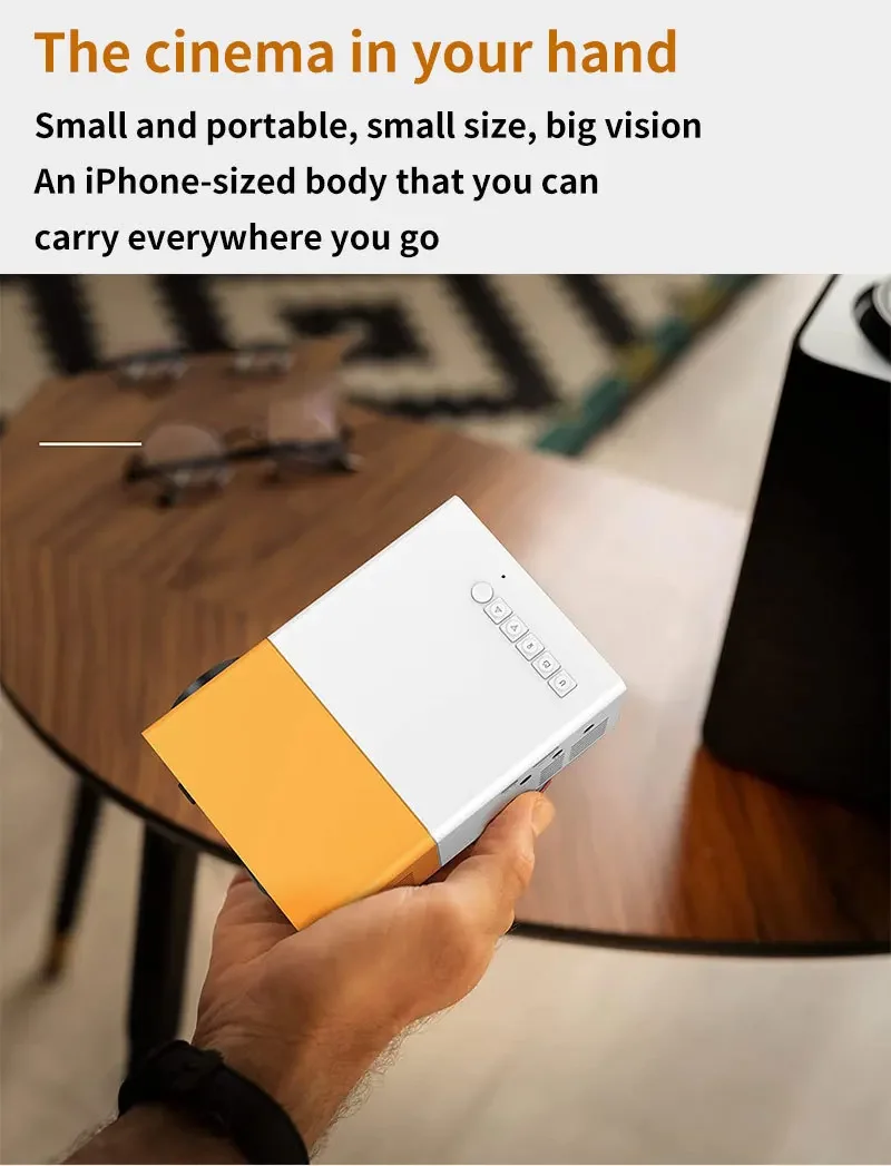 Projecteur de Film HD 5G, Portable, Extérieur, Compatible avec Clé TV, Téléphone Portable, Ordinateur, HDMI, USB
