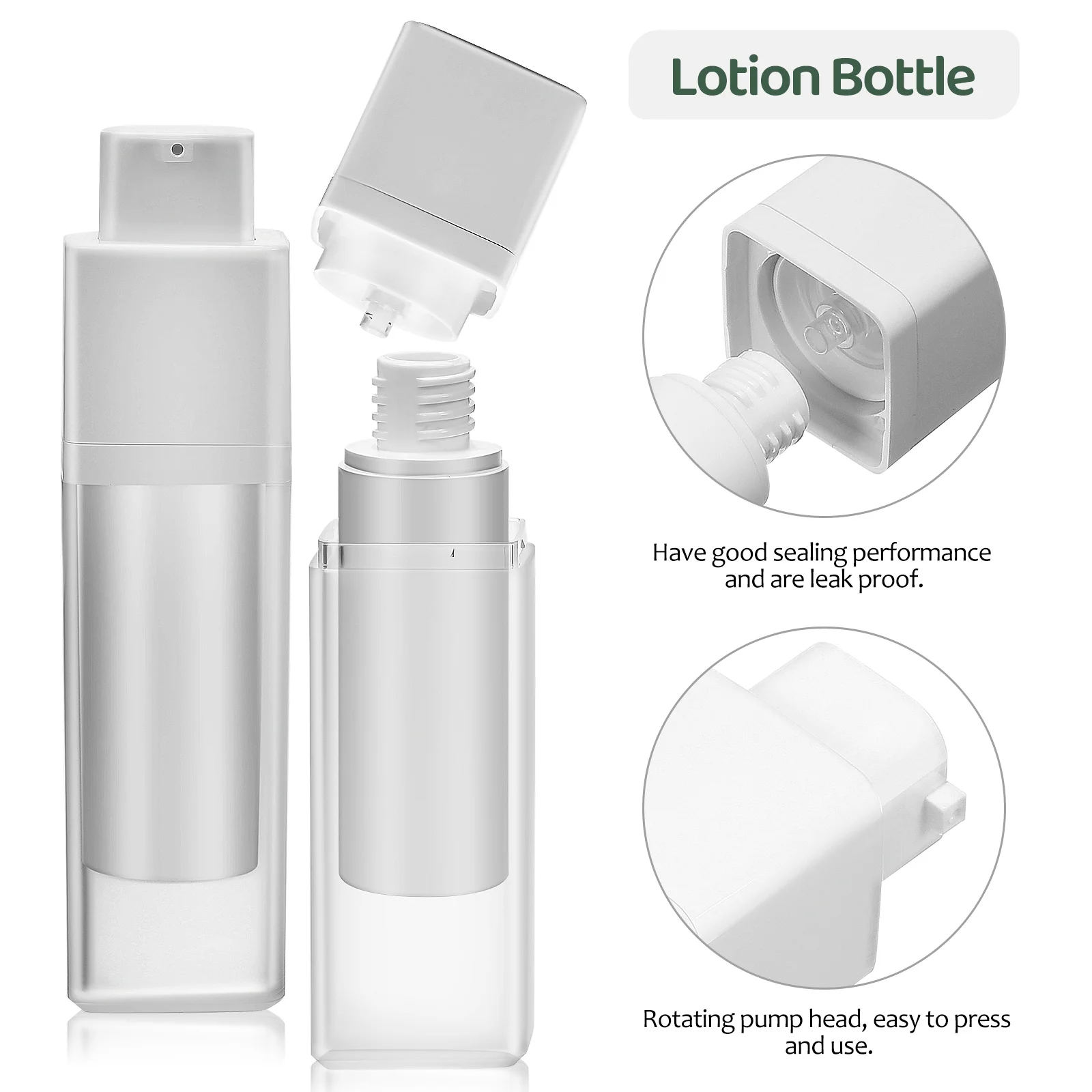 Bottiglie con pompa airless da 2 pezzi Bottiglie da viaggio satinate Contenitore per lozione in plastica Bottiglie da viaggio riutilizzabili