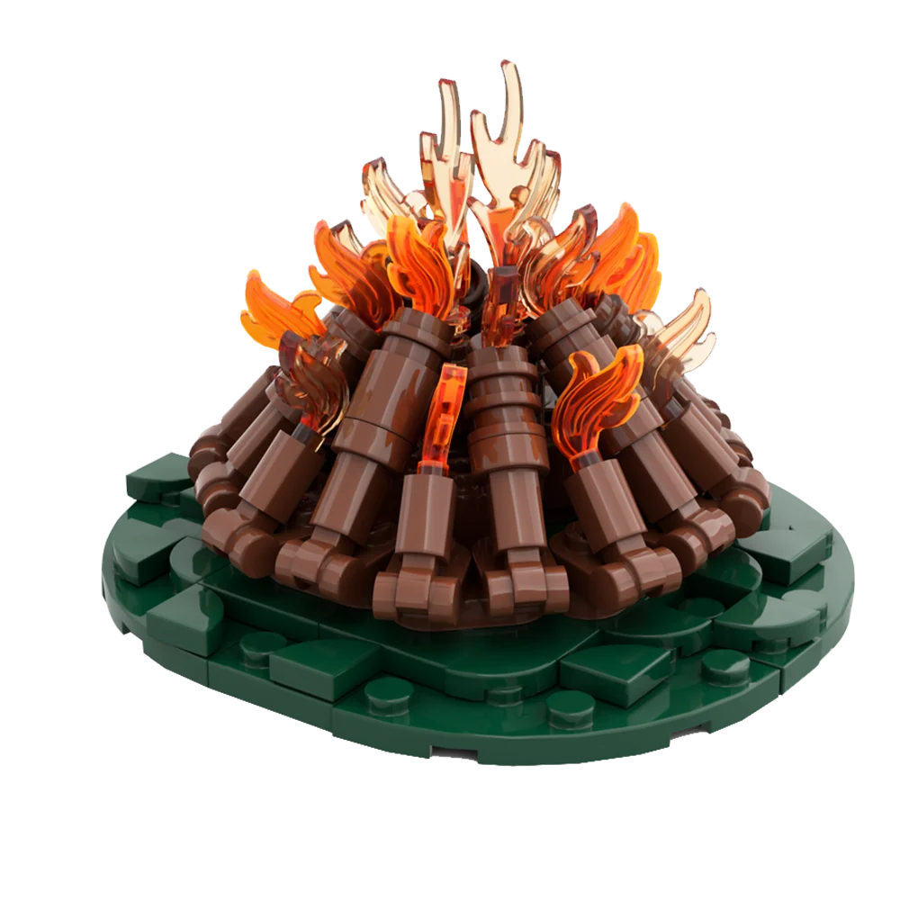 Gobricks MOC Idea Campfire-Classic Wood Building Block set Festival Celebration Flame Education Brick Puzzle Toys forChildren