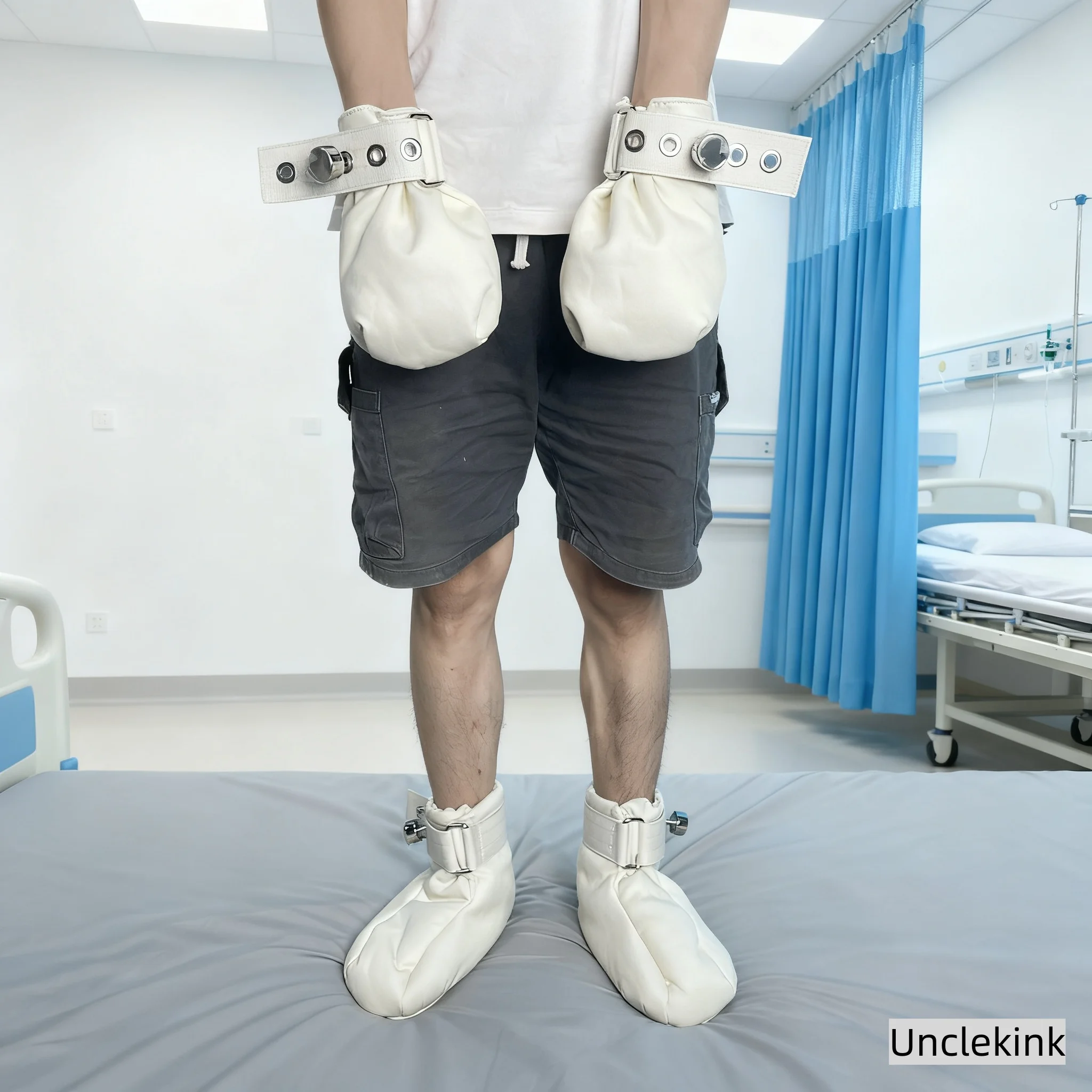 Safety Protective Set with Magnetic Lock Soft Cotton Mitts and Shoes Restraints for Elderly Dementia Patients Hospital Nursing