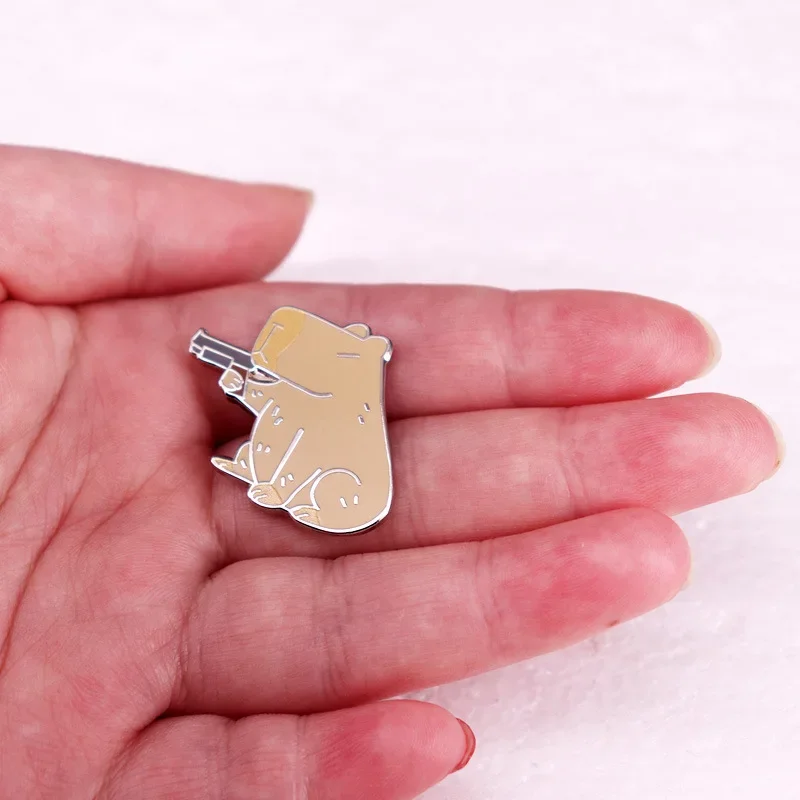 

Capybara Shooting Enamel Pin Lovely Funny Animal Series Coat Lapel Brooch Metal Badges Pets Lovers Jewelry Presents