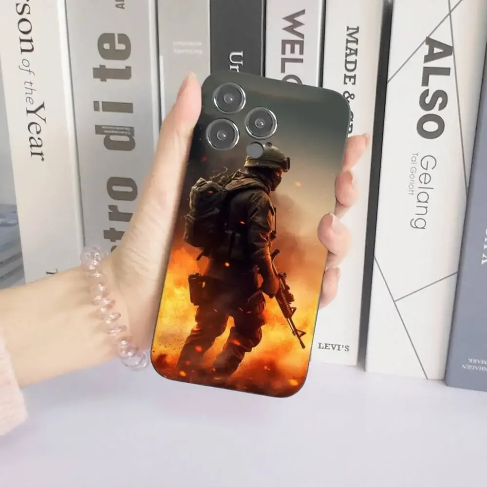 ألعاب الرماية E-Escape F-rom TarkovS جراب هاتف سيليكون ناعم أسود مقاوم للصدمات بولي يوريثان آيفون 16 15 14 13 12 11 Plus Pro Max