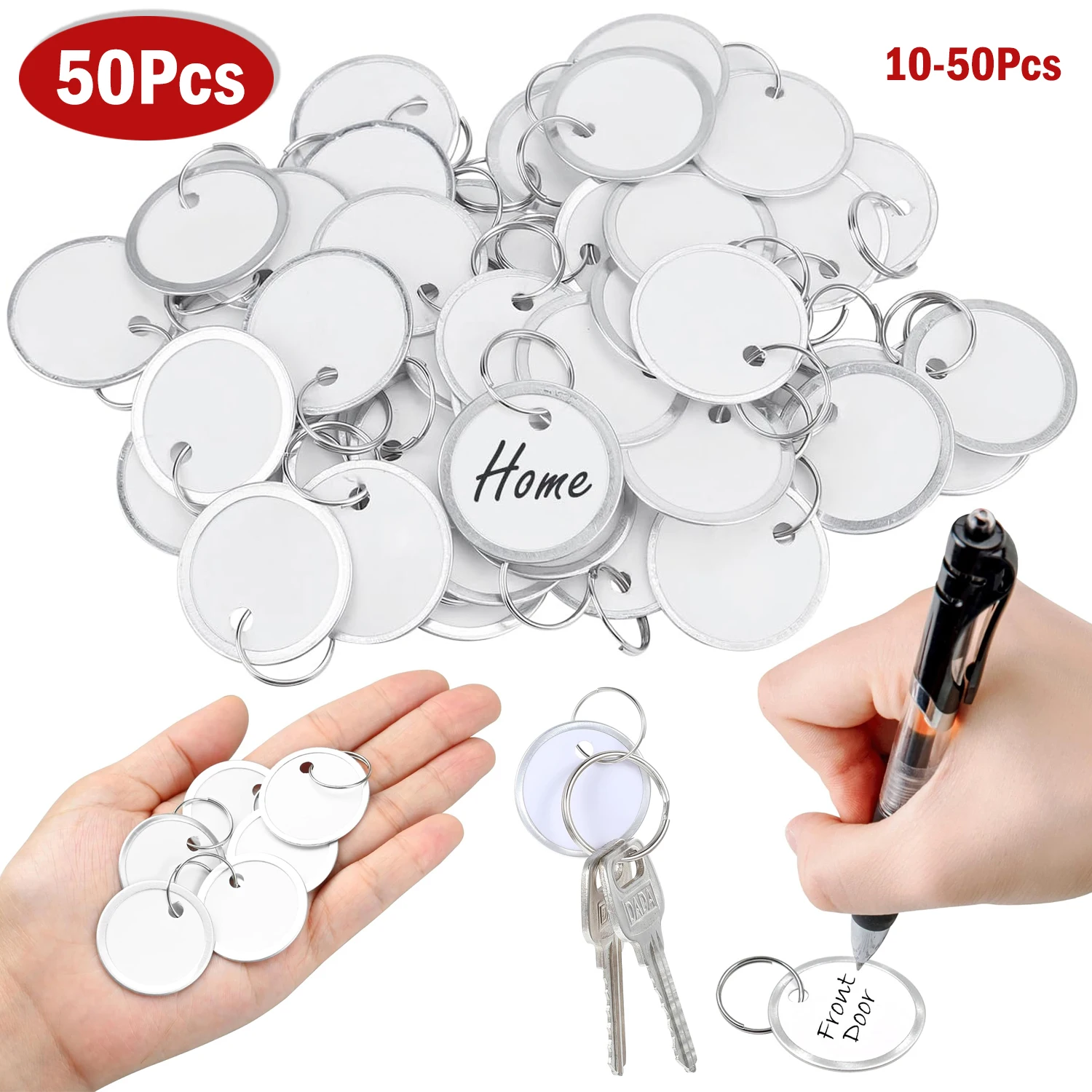 

10-50 Pcs Metal Rim Key Tags, Key Ring Round Paper Tags with Metal Rings for Key Backpack Luggage Pet Car and Door Keys