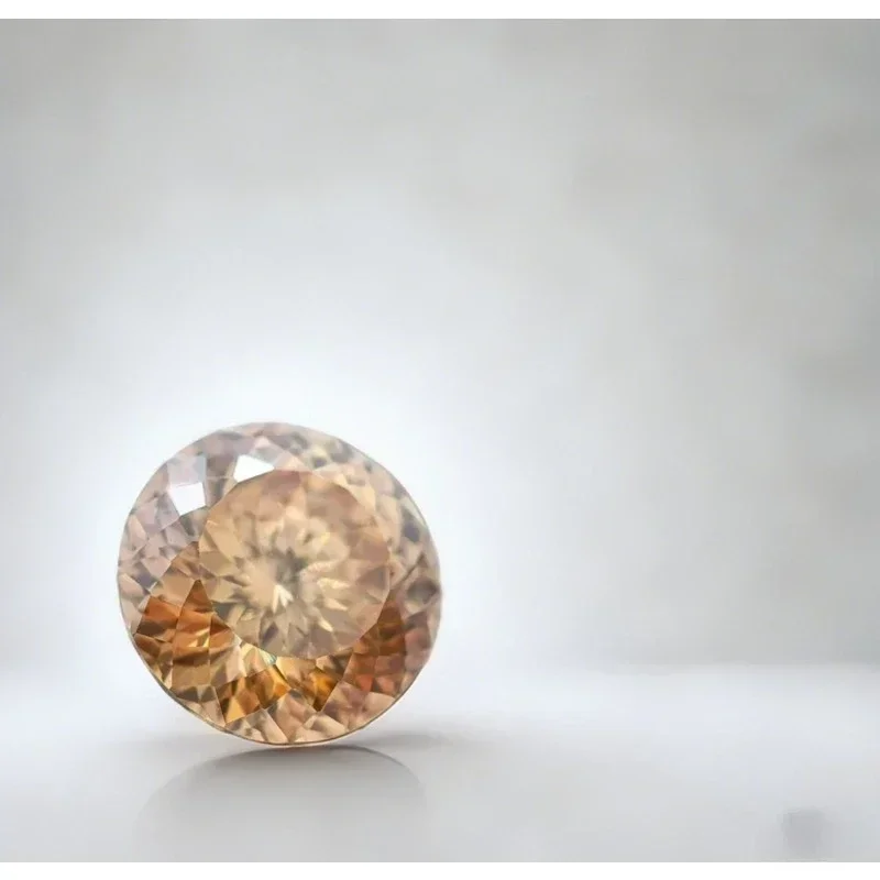 

L-Champagne Color Moissanite Stone 100 Faceted Cut DIY Charms Gemstone Ring Necklace Earrings Main Materials with Certificate