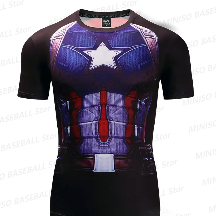 New Summer Boys Short Sleeve Sports T-Shirt Super Hero Captain America 3D Pattern Top