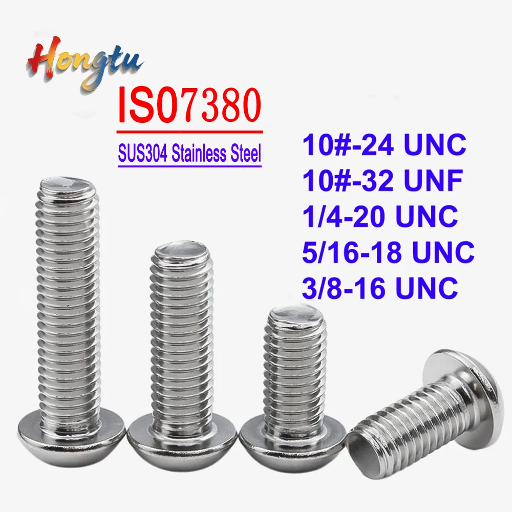 ISO7380 Hex Socket Button Round Head Screws - SUS304 Stainless Steel, Allen Key Drive, UNC/UNF, 10# 1/4'' 5/16'' 3/8''