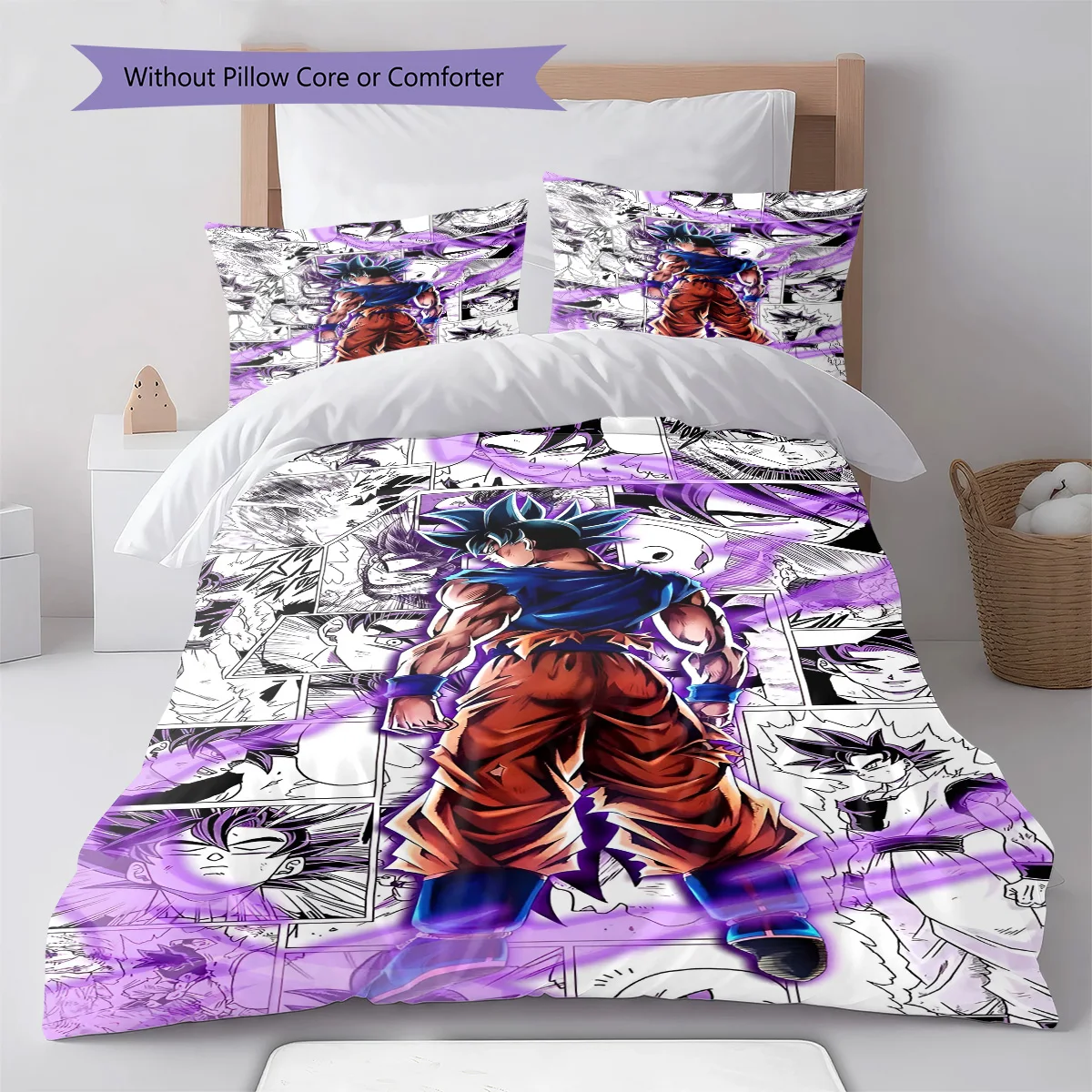 Dragon Ball Chibi Big Eyes Battle Bedding Set Anime Duvet Cover Polyester Soft Comforter Bedroom Set -QJY