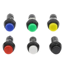 6pcs 12mm PBS-11A PBS-11B self-locking/self-reset Plastic Push Button Switch Latching Switchs 3A 250V AC 2PIN 6Color