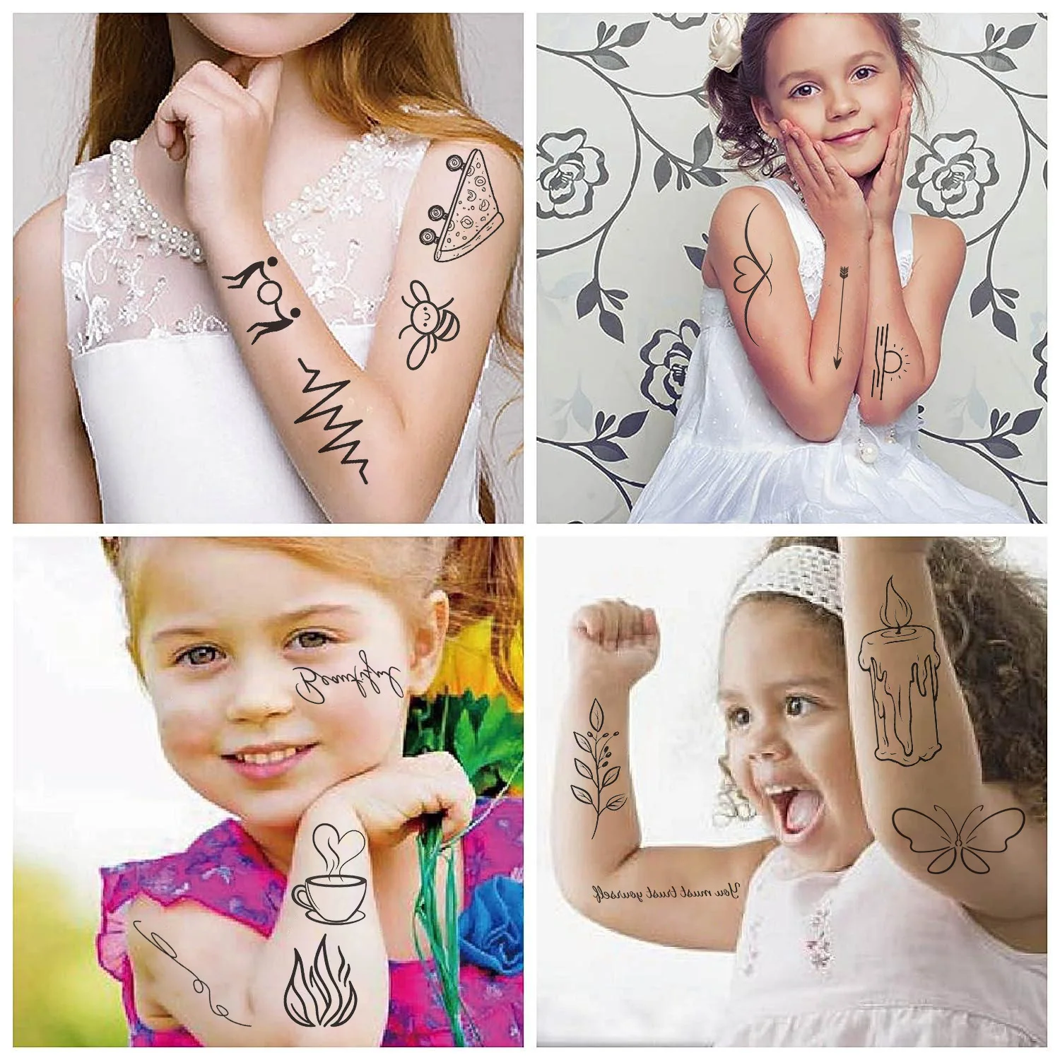 

Waterproof Disposable Temporary Tattoo Stickers Black White Linear Design Safe Skin for Kids Party Gathering Festival Fun