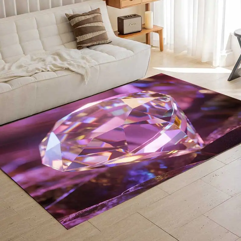 

DIY Custom Carpet Rug Printed Rectangle Rugs Geometric Cubes Infinite Purple Pink Diamond Living Room Bedroom Decorative