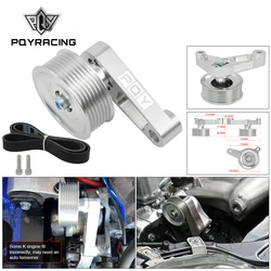 PQY - Adjustable EP3 Pulley Kit For Honda 8th 9th Civic All K20 & K24 Engines with Auto Tensioner Keep A/C Installed CPY01/02