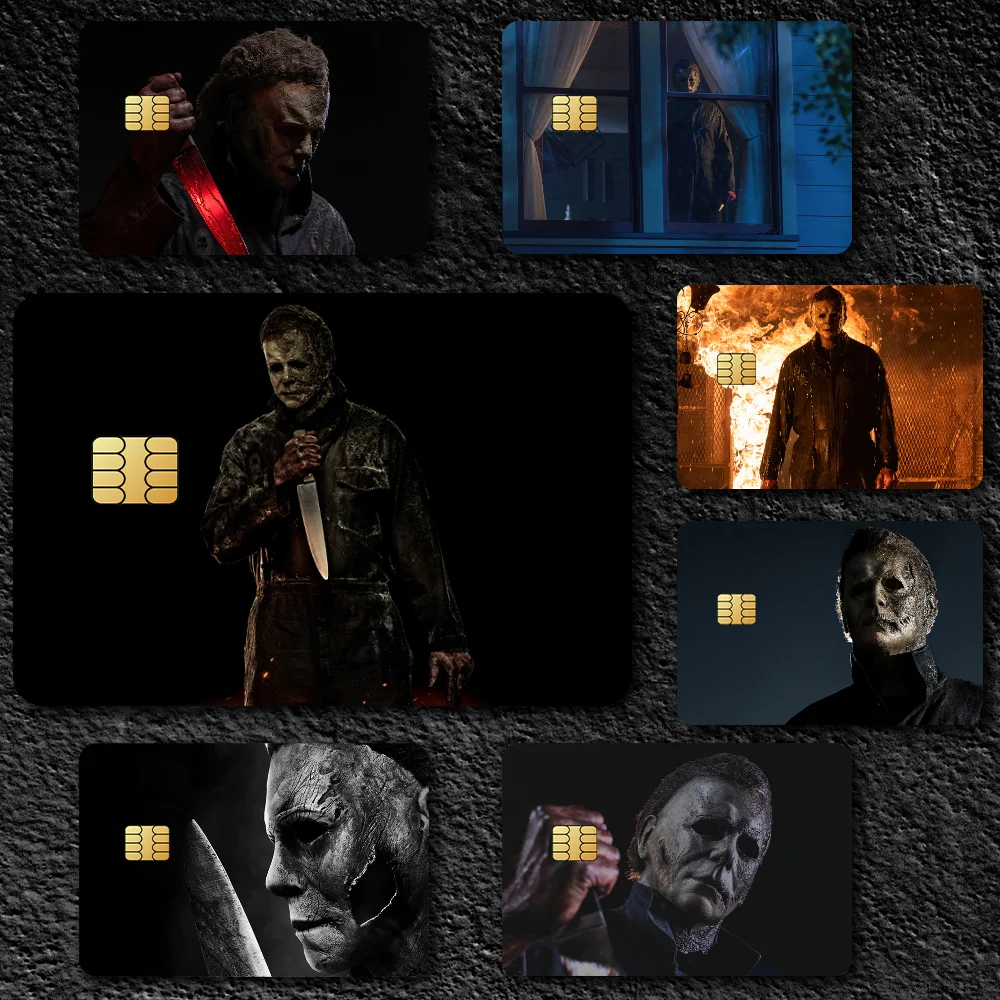 Halloween mata Michael Myers moda impermeable patrón de arañazos nuevos pegatinas decoración 4 piezas cubierta de tarjeta