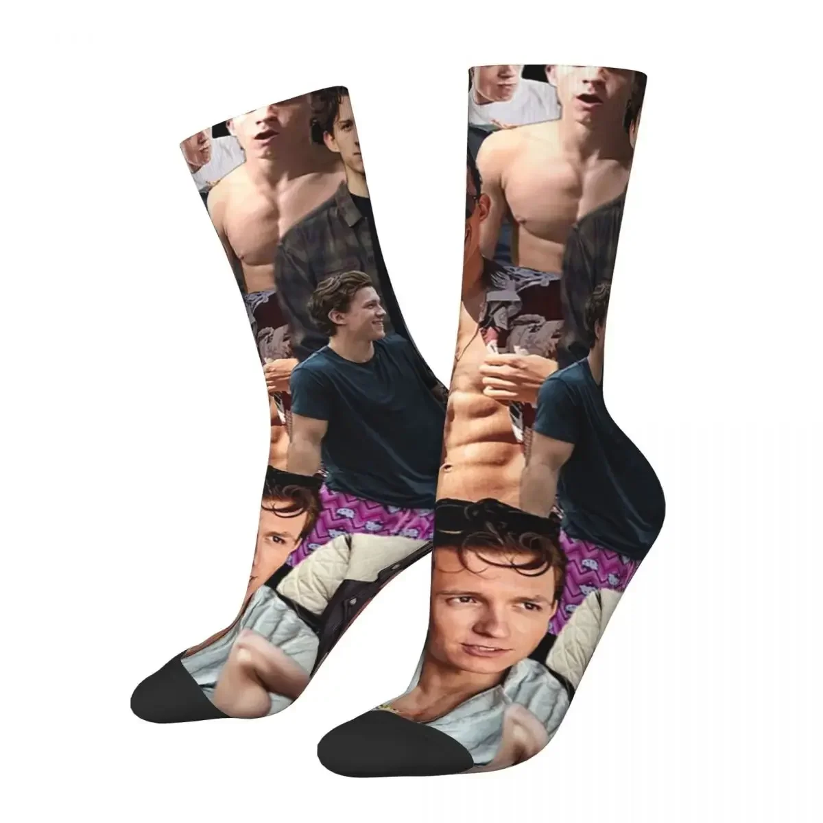 Tom Holland Collage Socks Harajuku Super Soft Stockings All Season Long Socks Accessories for Man's Woman's Birthday Present