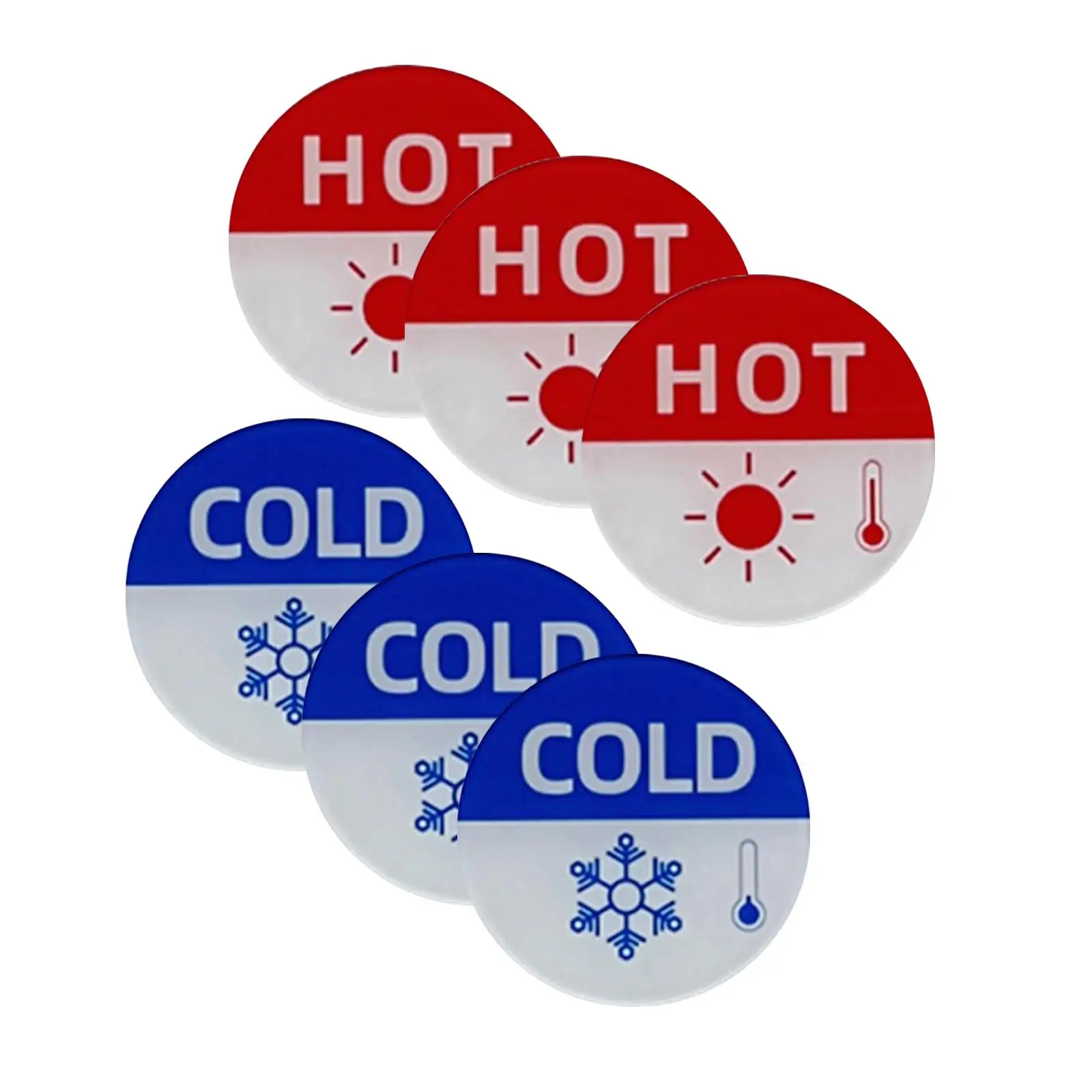 6x Hot and Cold Signs Hot Cold Labels Durable Easy to Use Round Acrylic Self