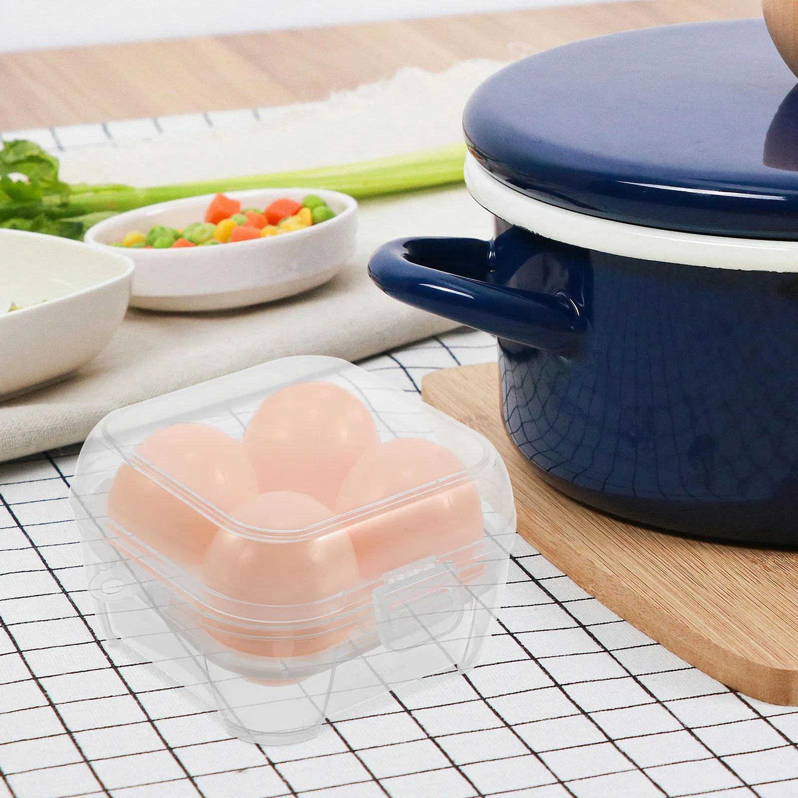 2Pcs Portable Egg Container Transparent Shockproof Plastic Egg Organizer for Outdoor Camping Picnic Travel Home Refrigerator