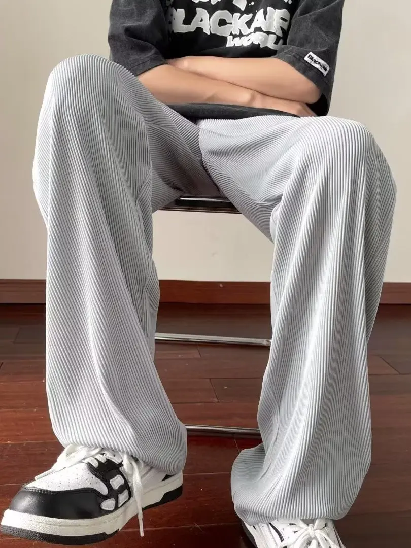 

American Sle Ice Silk Teaded Men's Loose Straight Leg Pants High Street Drop Qui Dry Sport Sweatpants Youth Vitali Sle