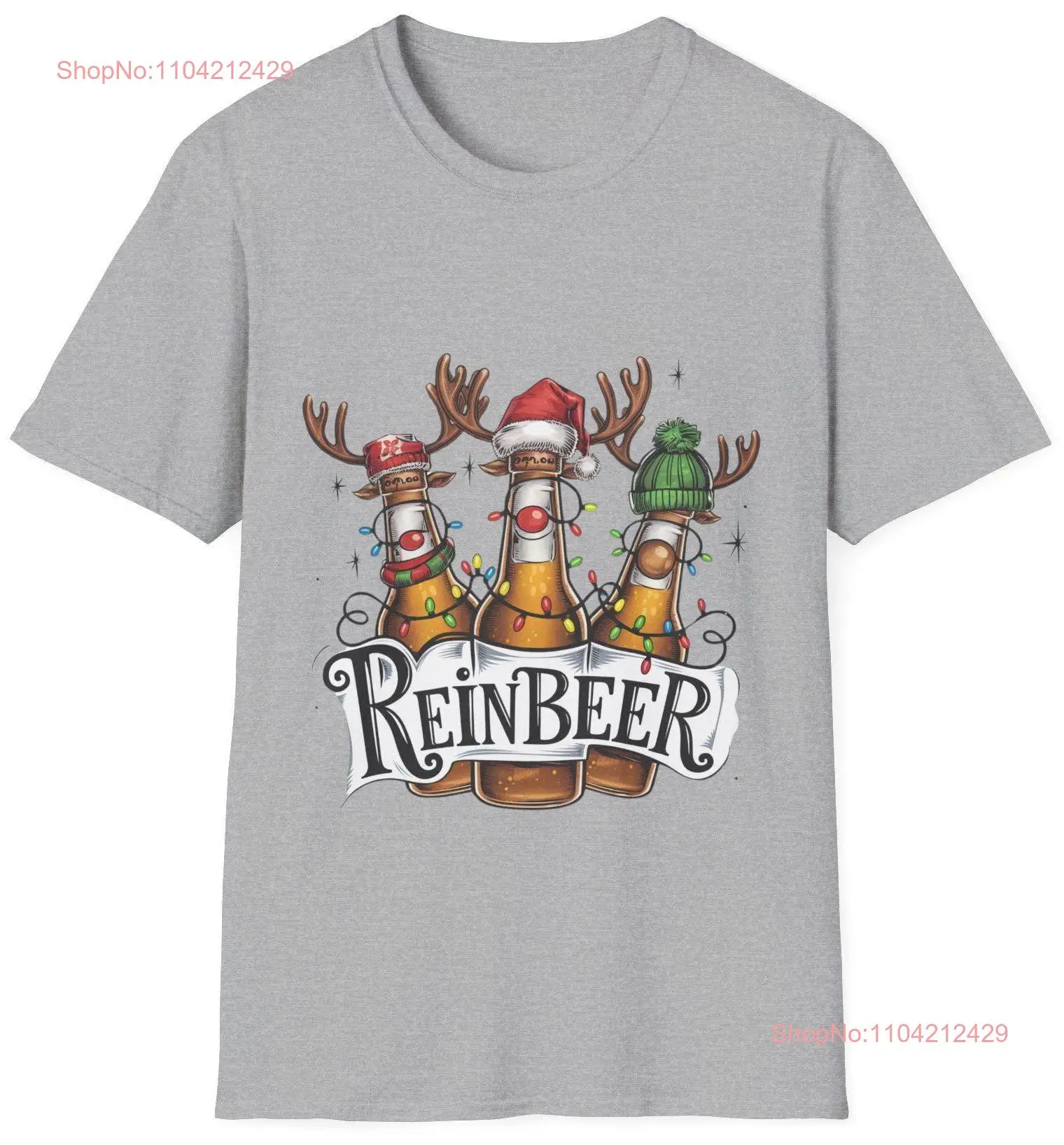 Reinbeer Funny Christmas T Shirt Adult Softstyle for Dad Birthday long or short sleeves