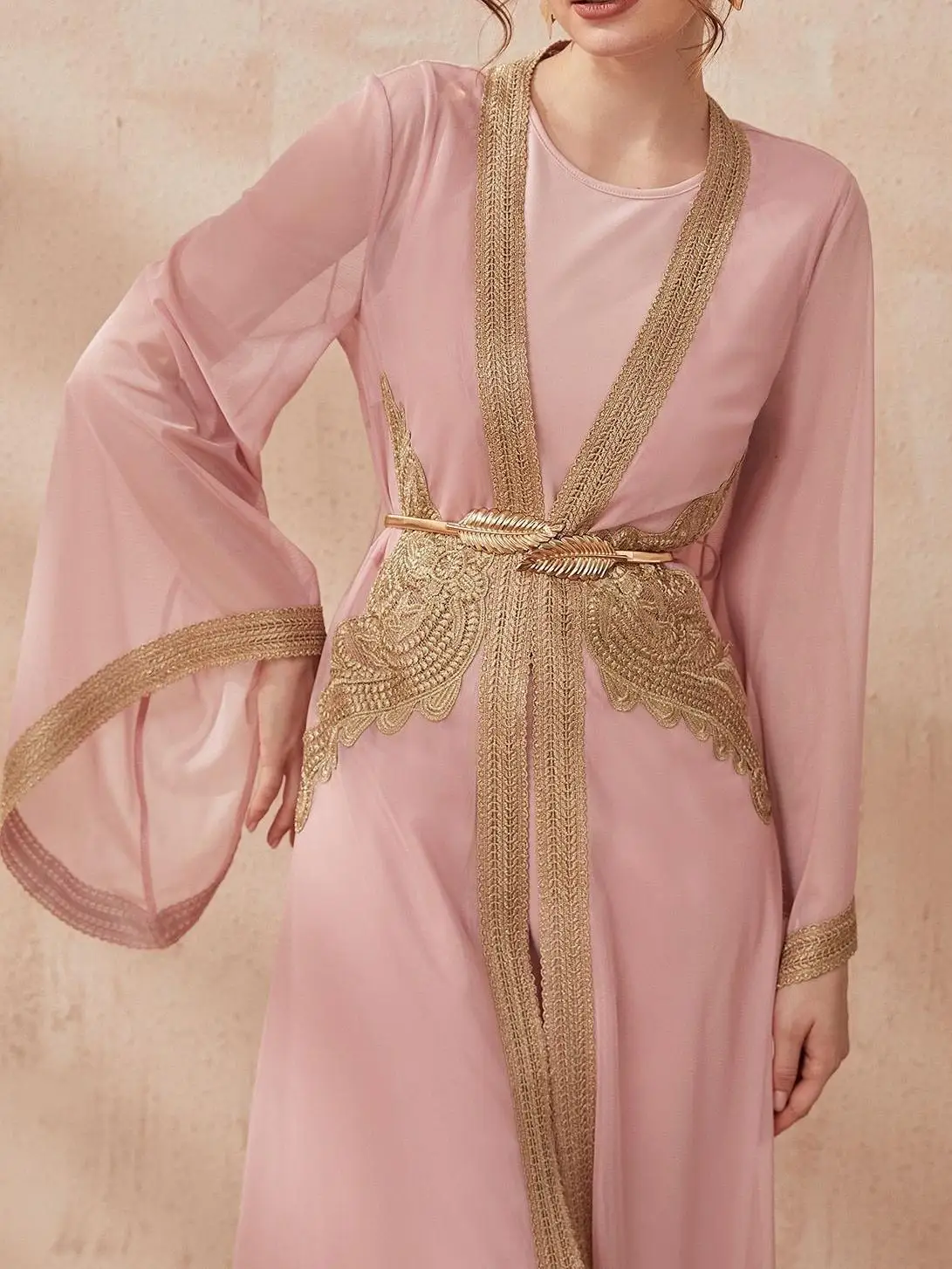 عيد المرأة ملابس مسلمة فستان متواضع سترة قطعتين مجموعة رداء طويل رمضان كيمونو جلابية كيبيا تركيا قفطان فام عباية