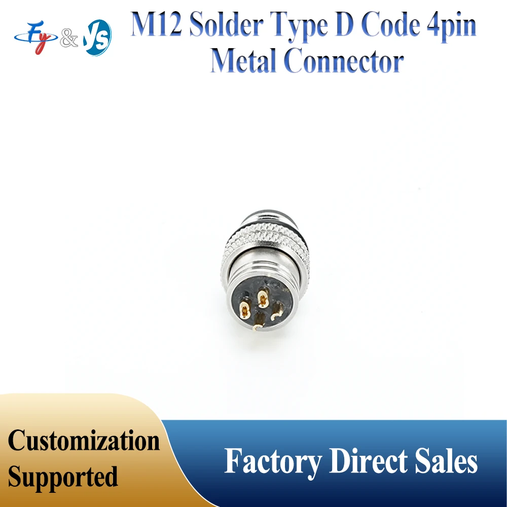 IP67 Waterproof M12 4-Pin D-Code Male Connector Plug for Surveillance & Video Antenna for  Surveillance Systems