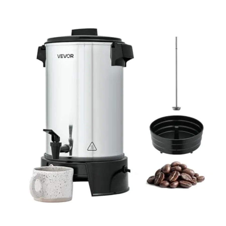 

Commercial Coffee Urn 40 Cup 203oz Hot Beverage Dispenser with Dripless Faucet 1090W Quick-Brewing Coffee Maker Automatic Tempe