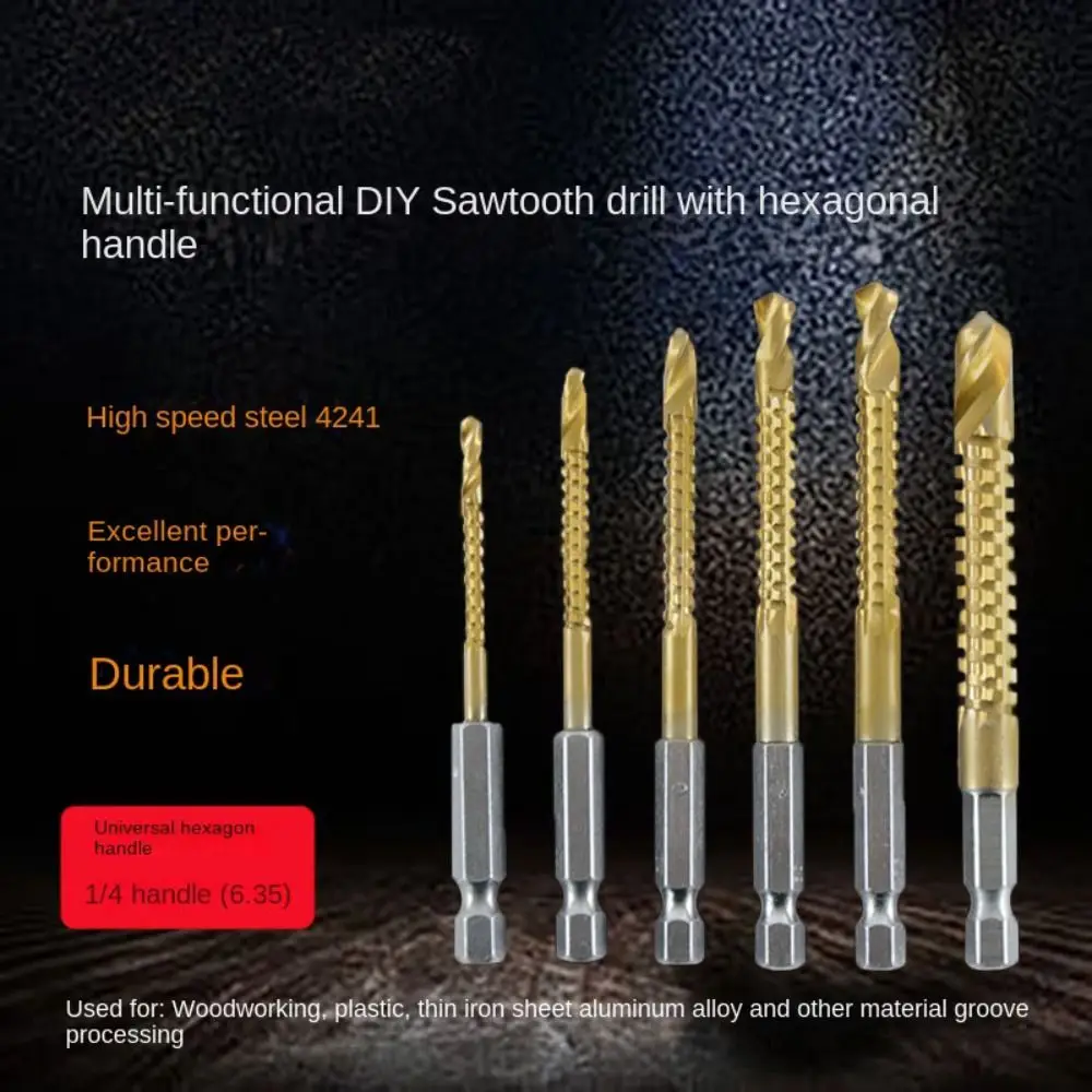 Durable Hole Opener Serrated Drill Bit High Speed Steel Hexagonal Shank Twist Drills Slotting Tools Woodworking