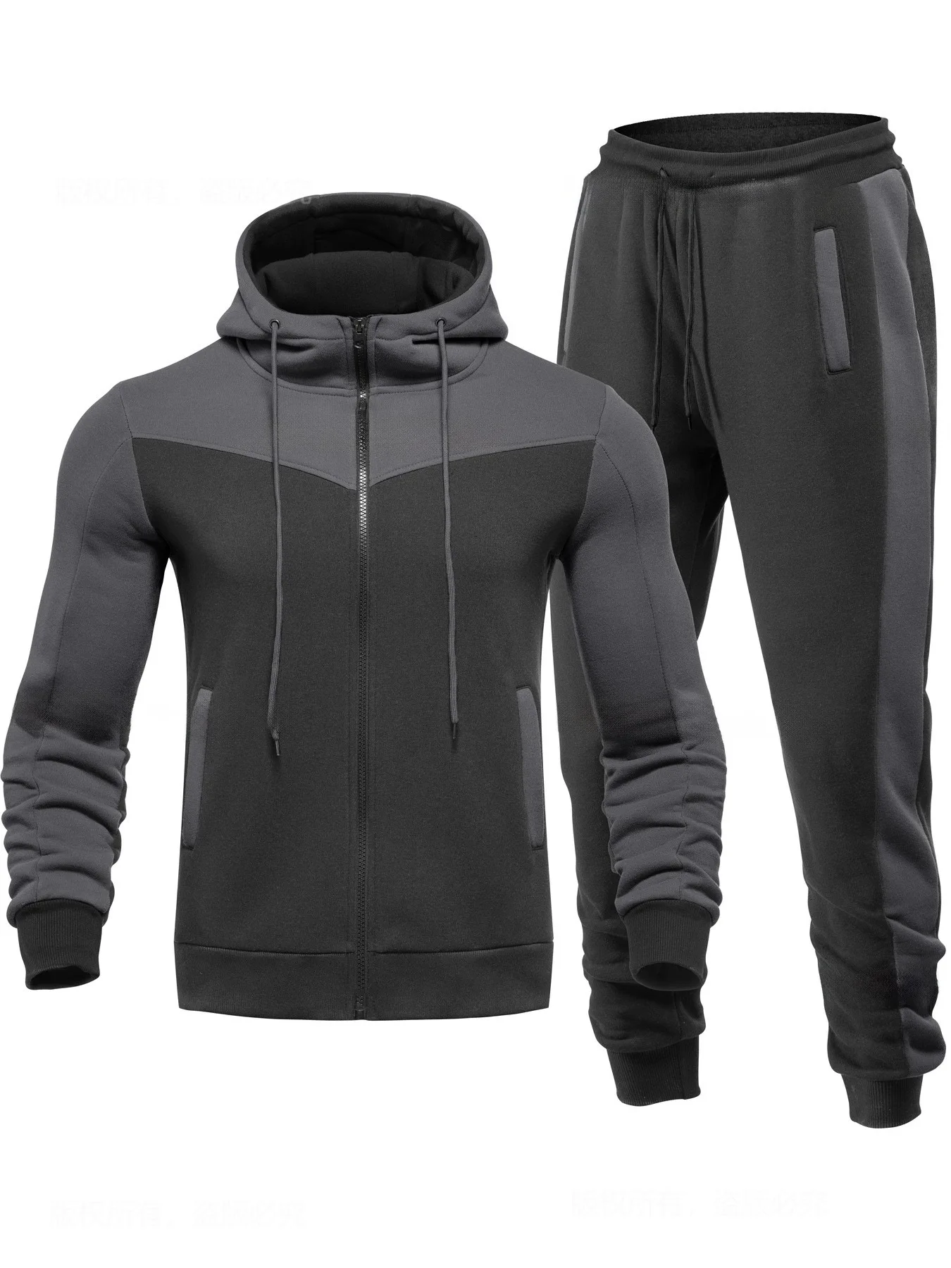 Herbst Winter Herren Urban Outdoor Zip-Up Hoodie Strick-Polyester Langarm-Sweatshirt Leicht Weich Locker Tägliches Gehen Fitness Streetwear – Detail 3