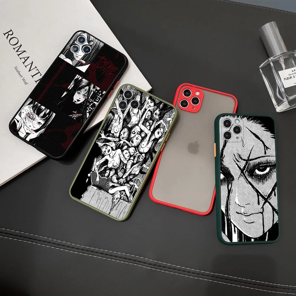 Phone Cases For iPhone 16 15 11 12 13 14 Pro Max X XR 7 8Plus SE XS Anime Tomie Tees Comic Junji ito Skin feel Translucent Cover