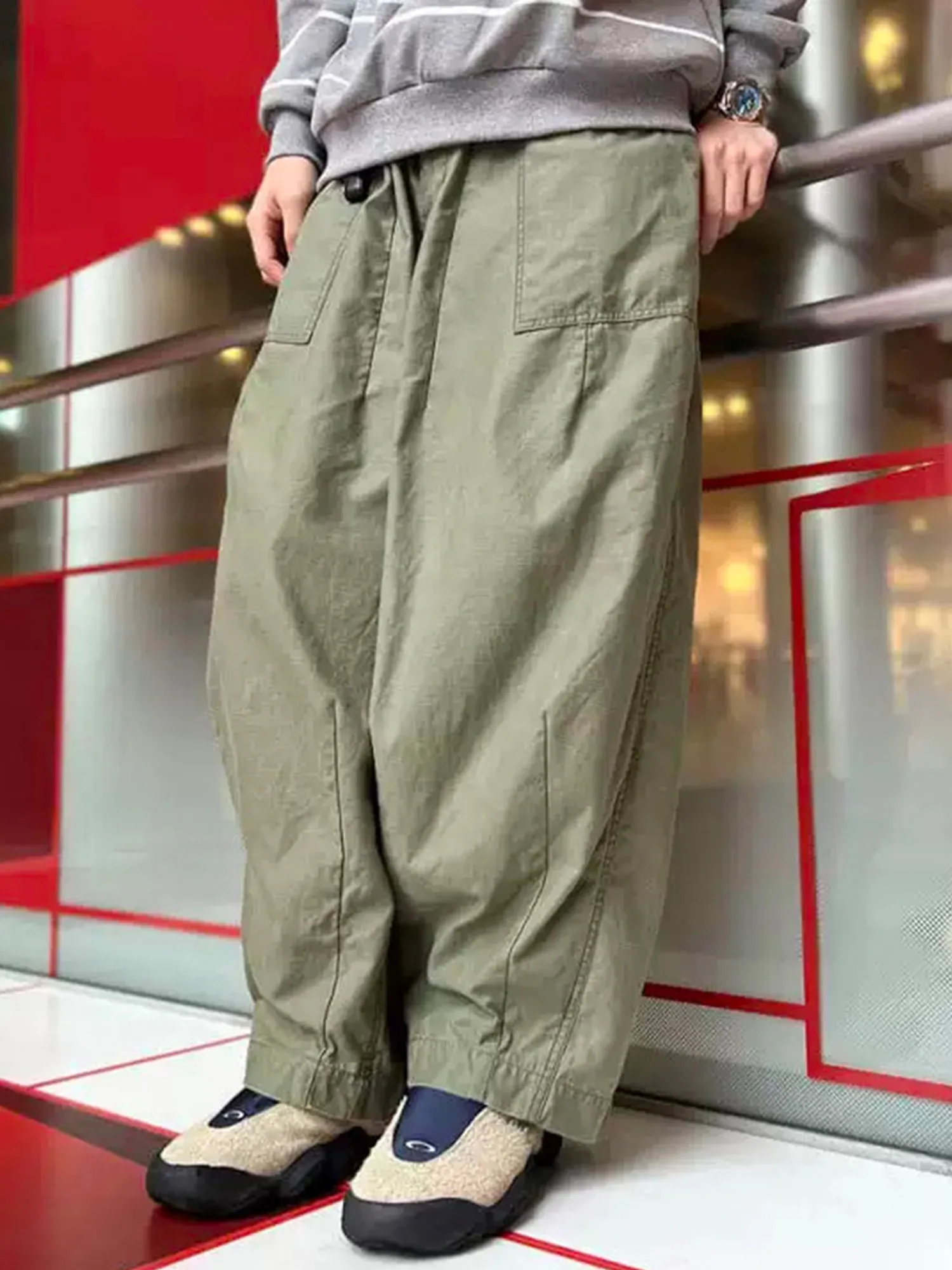 

Рабочие брюки Need/les в японском ретро-стиле, свободного кроя, с эффектом потертости