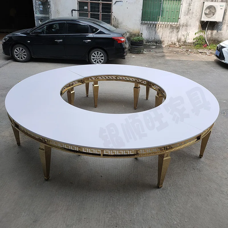 Hotel banquet table tempered glass round table wholesale
