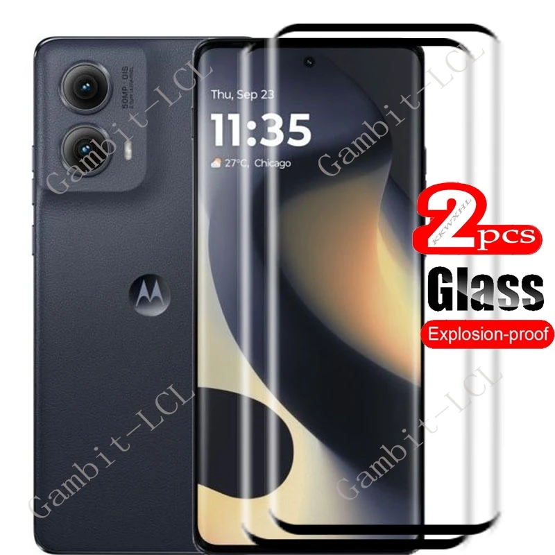 

2 шт., 9H, оригинальный изогнутый полный клей для Motorola Edge (2024), закаленное стекло, защитная пленка для экрана Edge2024 Edge 50 Fusion