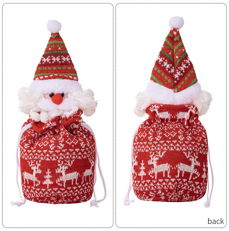 عيد الميلاد محبوك هدية أكياس مجموعة دمية أبل الأيائل سانتا الدب تصميم الحلوى تخزين حفلة عيد الميلاد تفضل هدايا عيد الميلاد السنة الجديدة #4