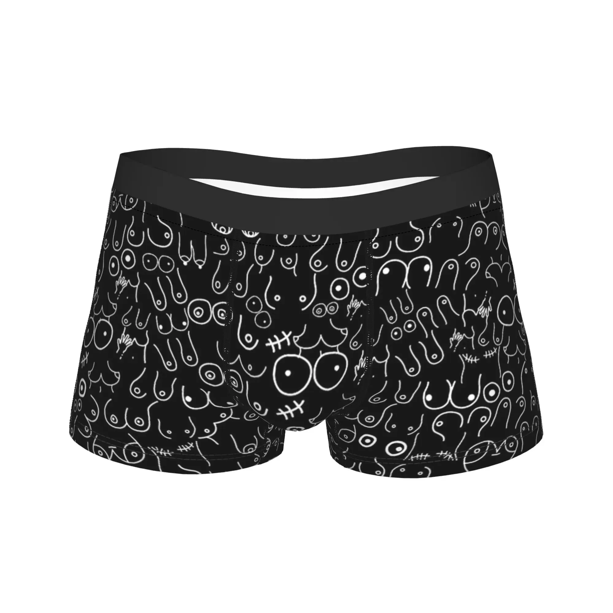 BOOB White Line Art Print Boxershorts  Pouch Underwear Trenky Printed Boxer Brief Novelty Man Panties Big Size