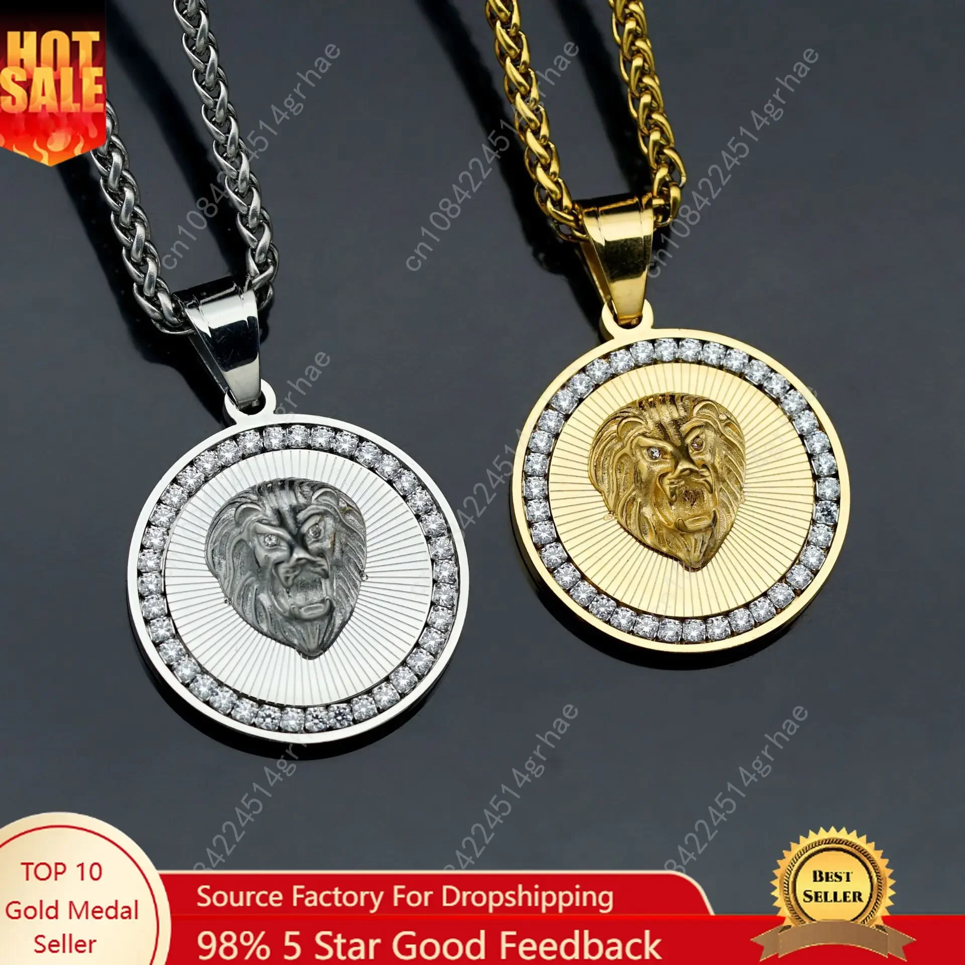 

Гламурный роскошный кулон с головой льва для женщин и мужчин с цирконом, ожерелье из нержавеющей стали, ювелирные изделия для банкета, подарок